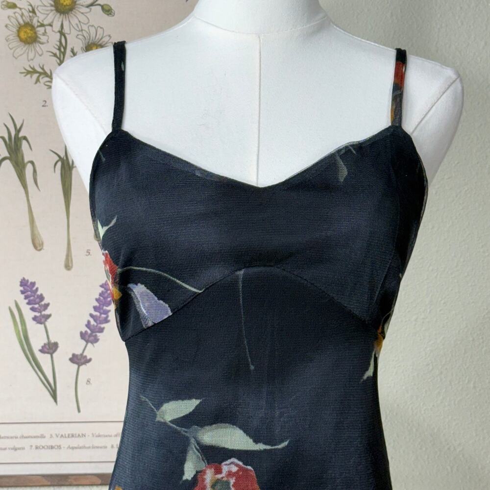 Vintage Black Floral Slip Dress - Picture 3 of 5